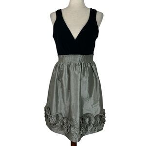 BCBG Paris Dress Women Size 8 Black Silver Taffeta Party Prom Formal Vintage Y2K